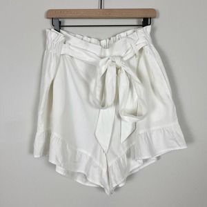 Saks Fifth Avenue White 100% Lyocell Paperbag Waist Shorts Size XL
